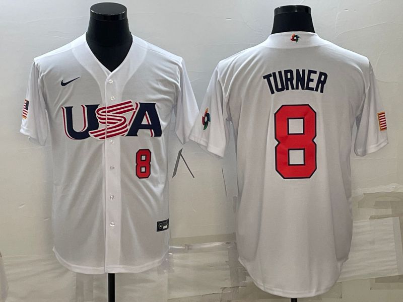 Men 2023 World Cub USA #8 Turner White Nike MLB Jersey5->more jerseys->MLB Jersey